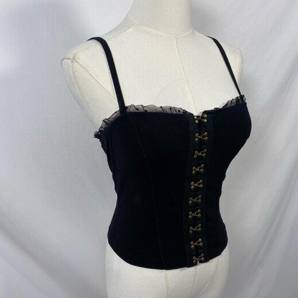 Free People black cami with mesh trim size xs grunge fairy whimsigoth - Picture 4 of 7